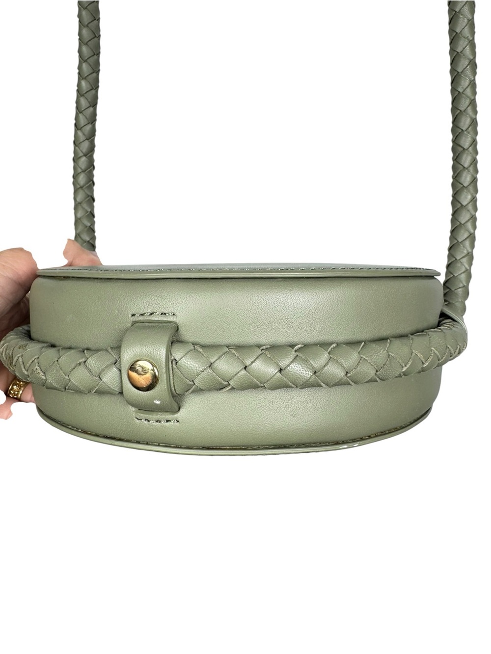 Neely and Chloe Canteen Bag Army Green Leather EUC - Picture 3 of 11